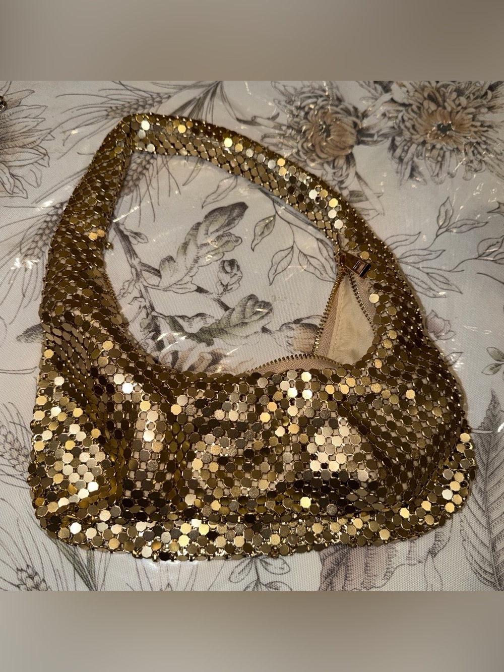 Gold Sequin Evening Clutch Shoulder Bag